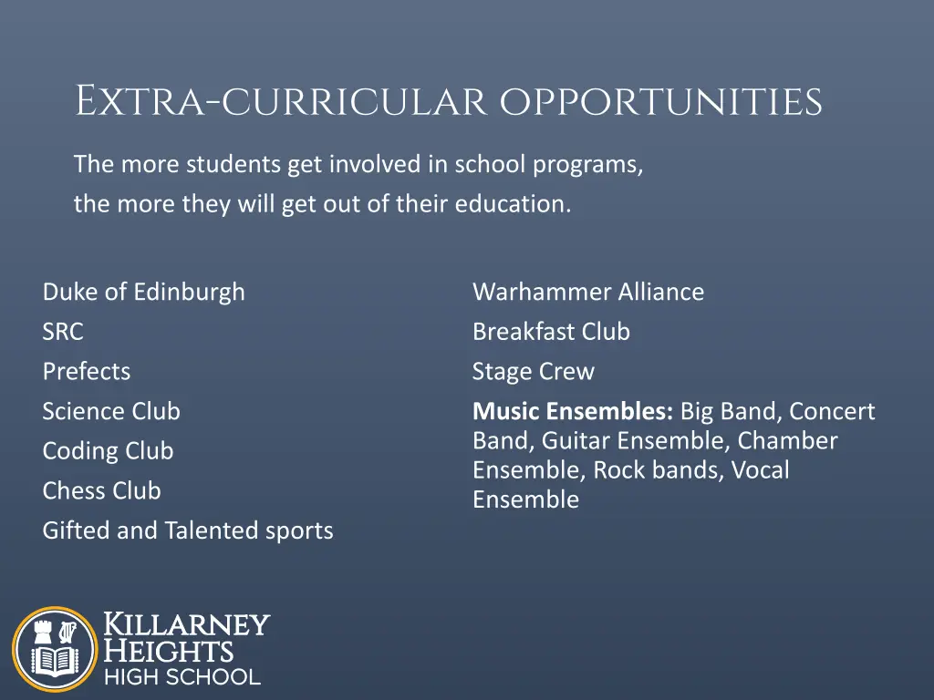 extra curricular opportunities