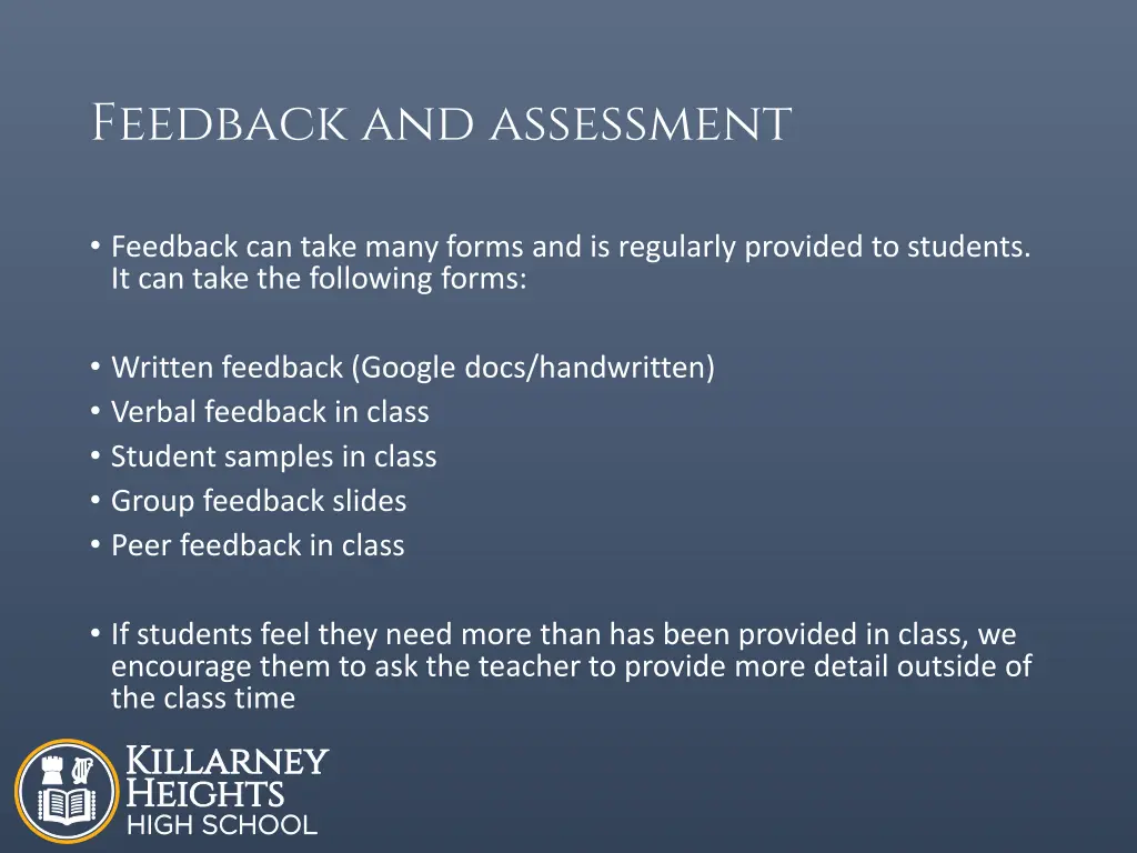 feedback and assessment