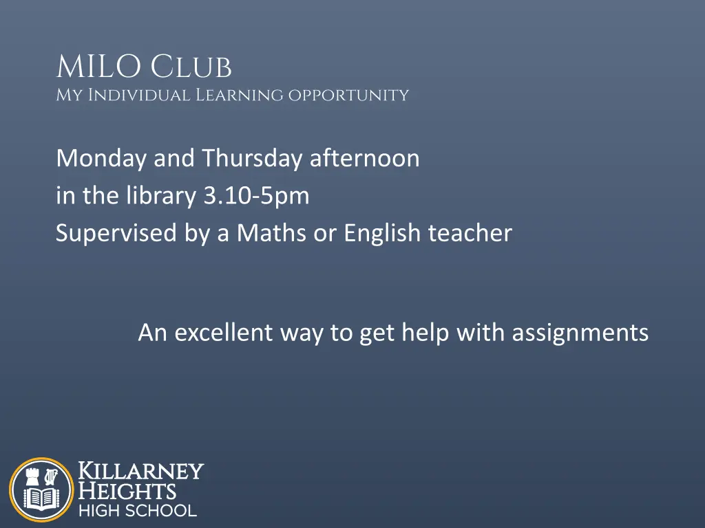 milo club my individual learning opportunity