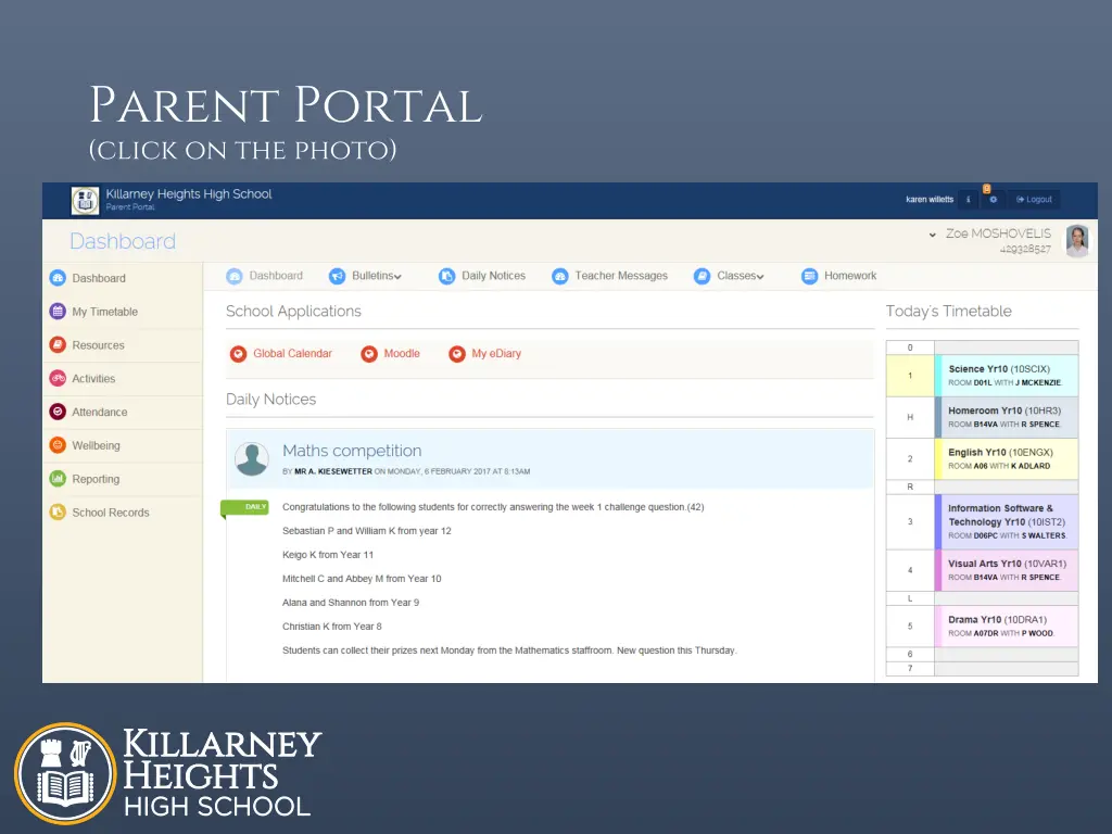 parent portal click on the photo