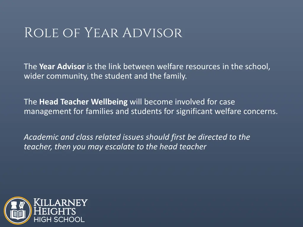 role of year advisor