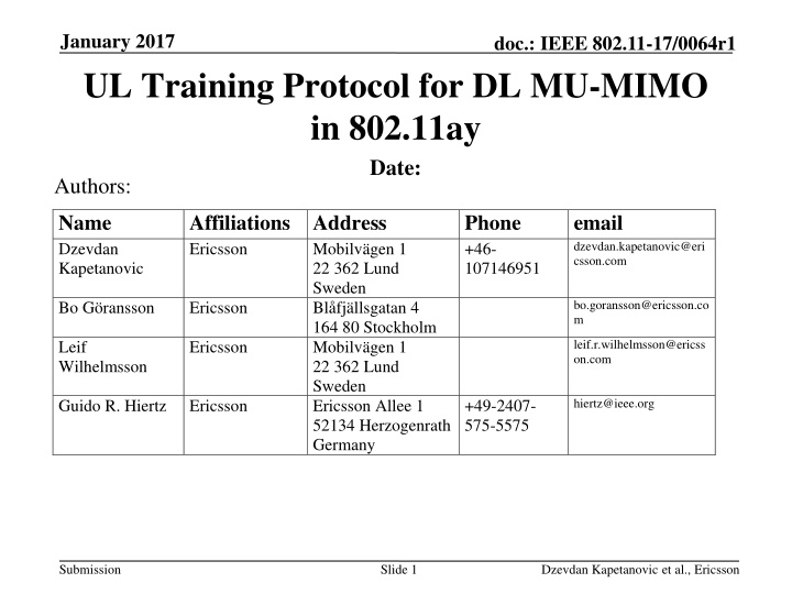 january 2017 ul training protocol for dl mu mimo
