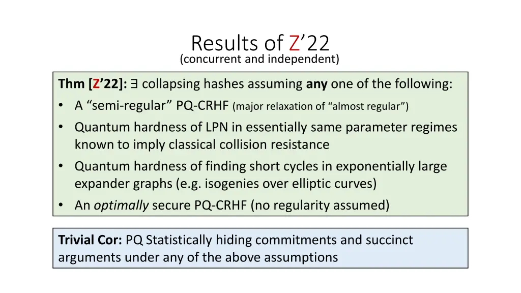 results of z 22 concurrent and independent