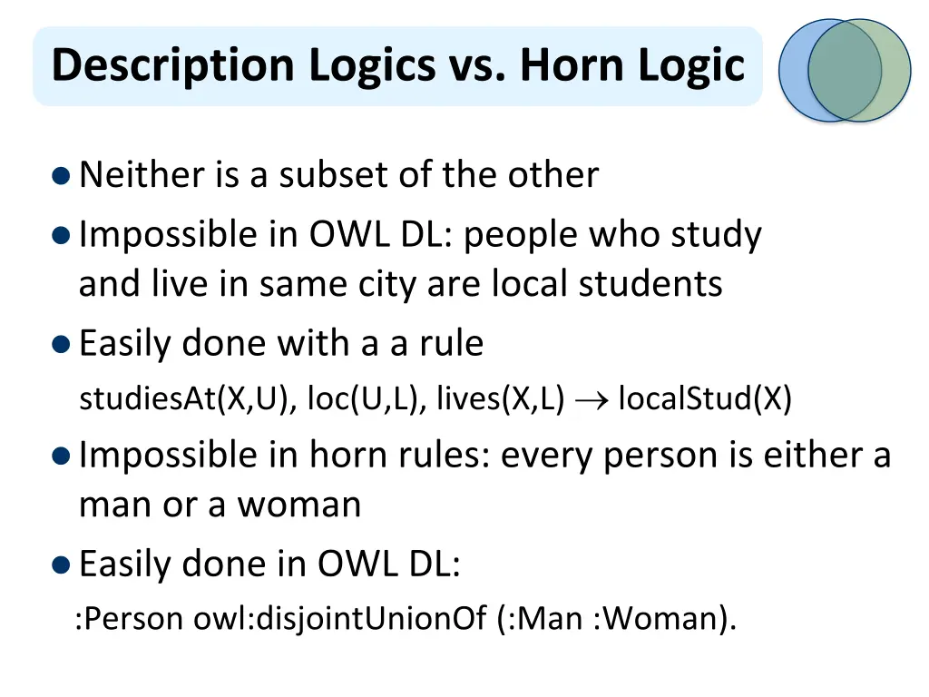 description logics vs horn logic