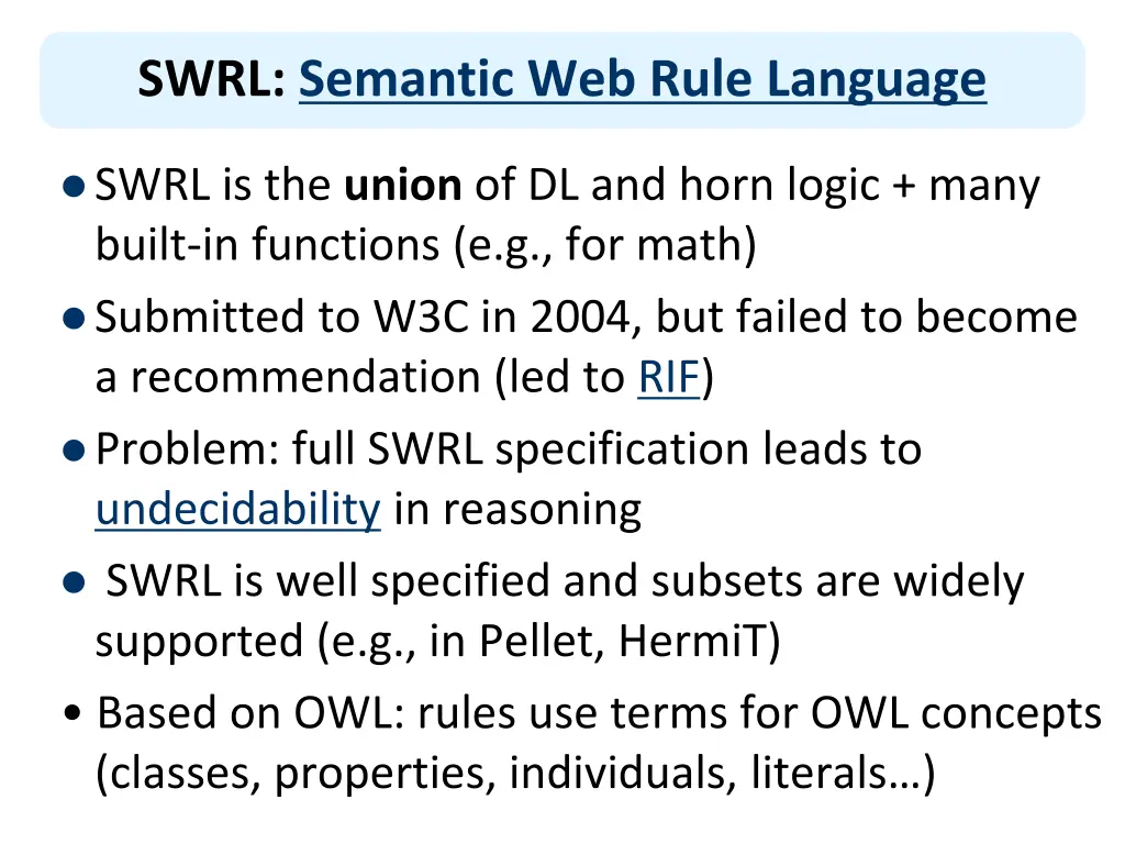 swrl semantic web rule language
