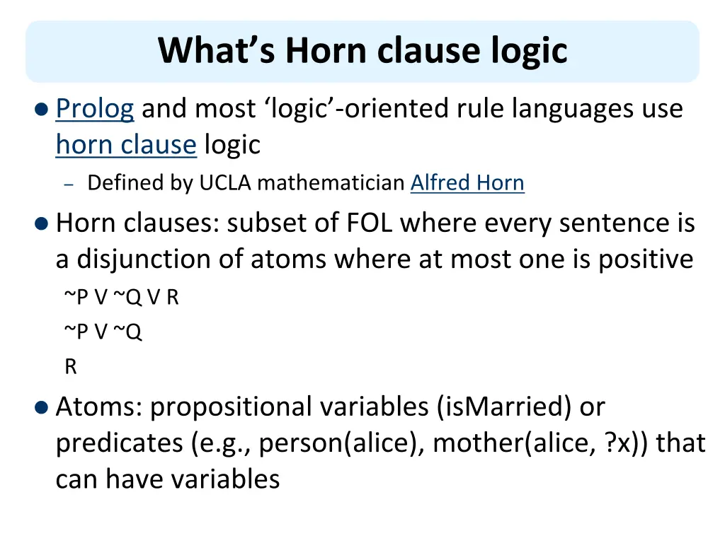 what s horn clause logic