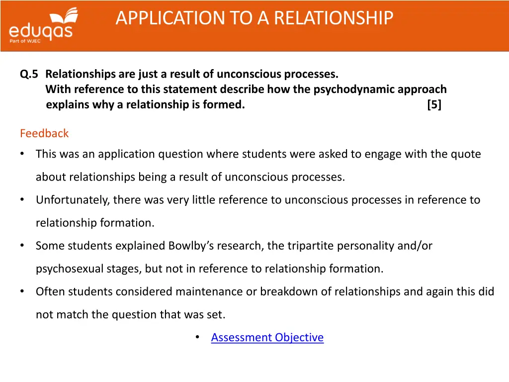 application to a relationship