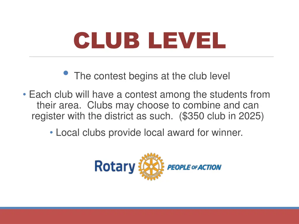 club level the contest begins at the club level