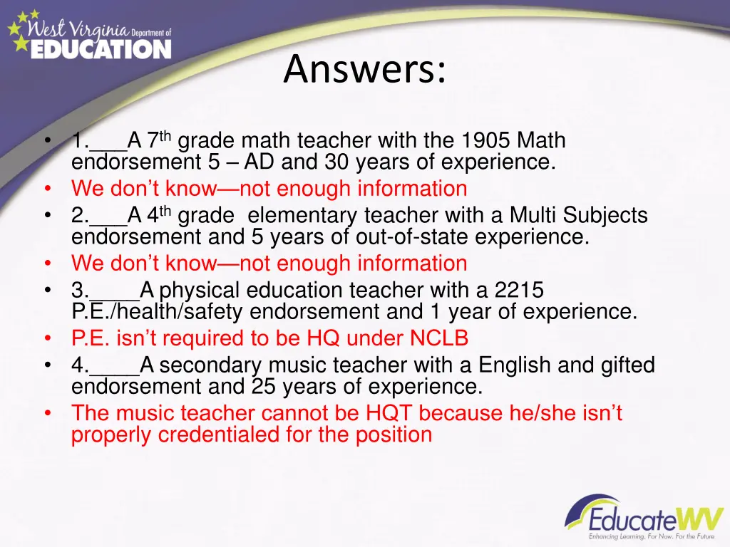 answers