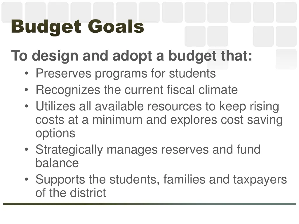 budget goals budget goals