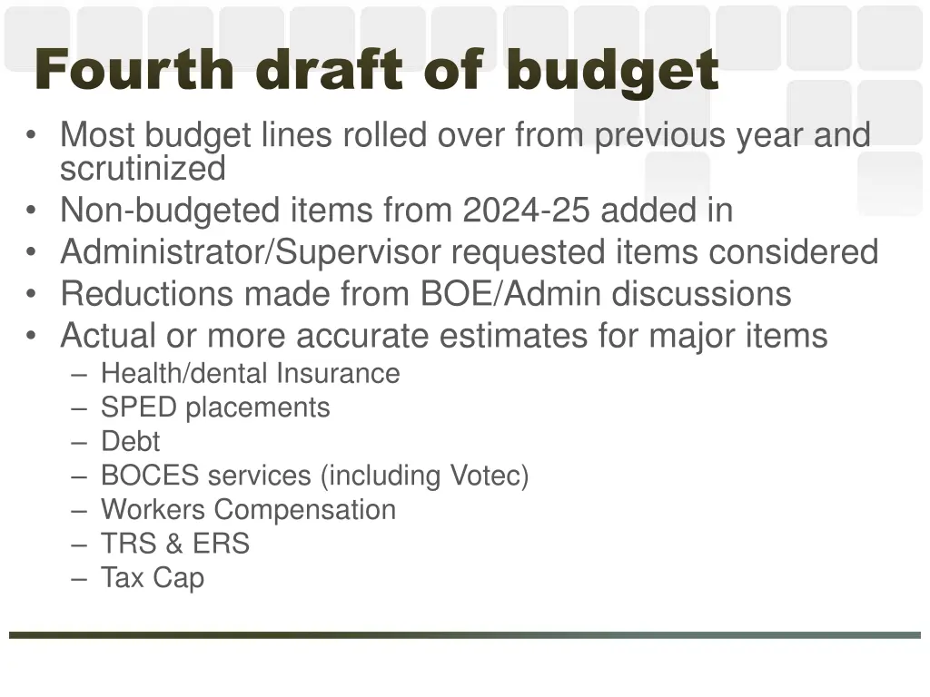 fourth draft of budget fourth draft of budget