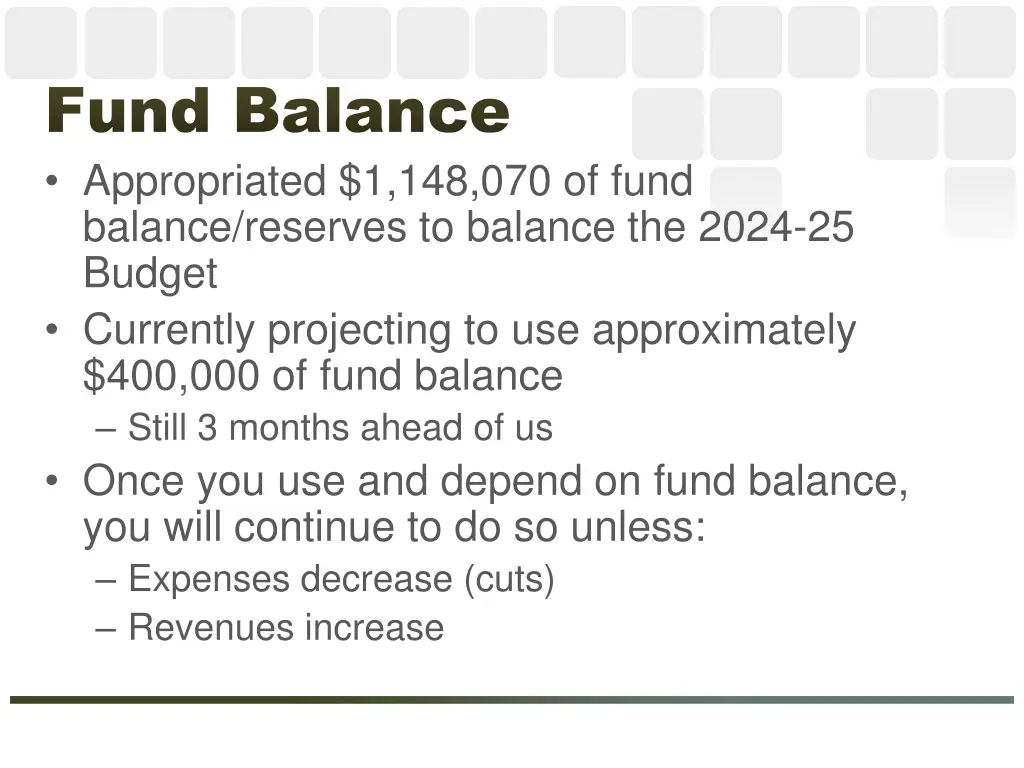 fund balance fund balance appropriated