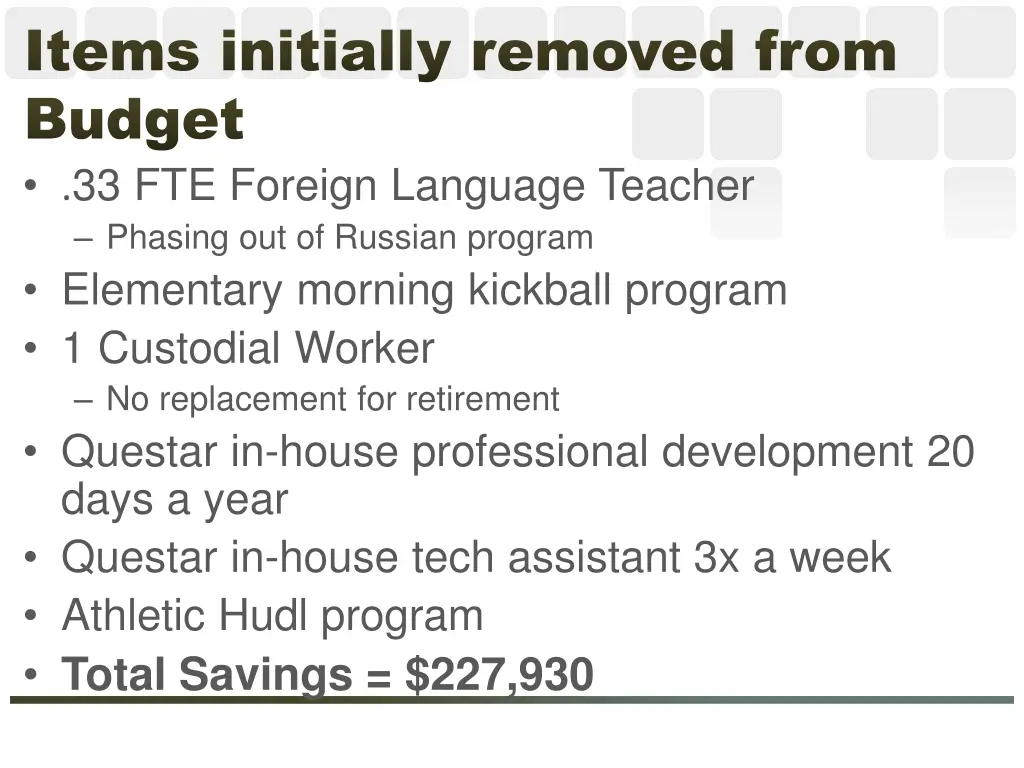 items initially removed from items initially