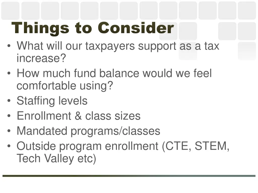 things to consider things to consider what will