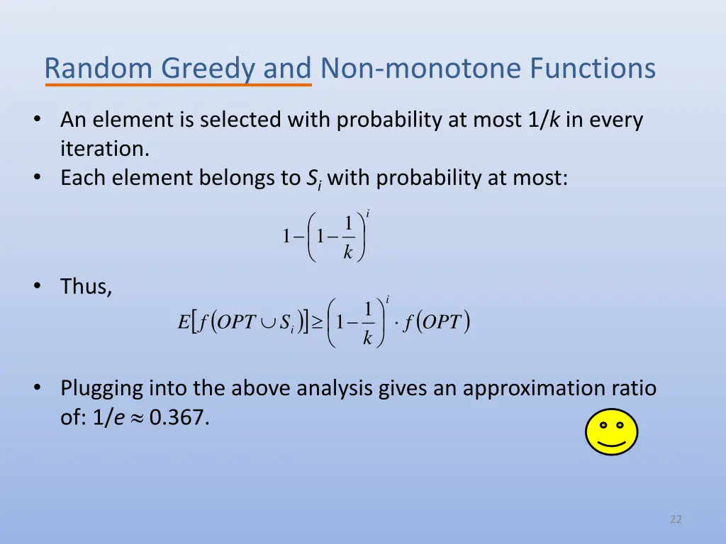 random greedy and non monotone functions