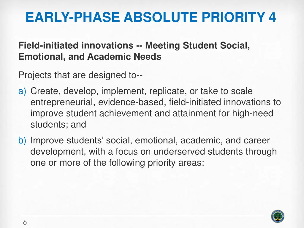 early phase absolute priority 4