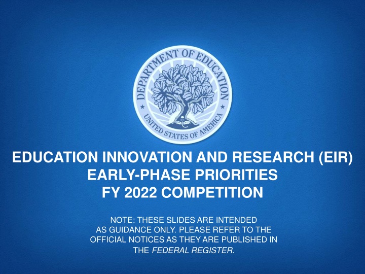 education innovation and research eir early phase