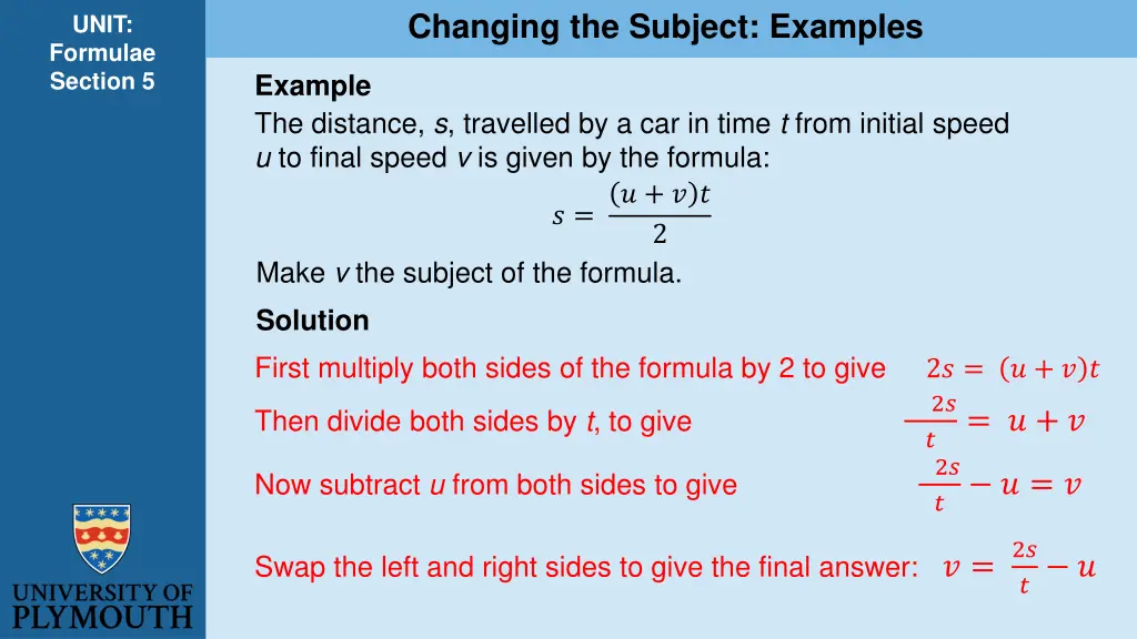 changing the subject examples 1
