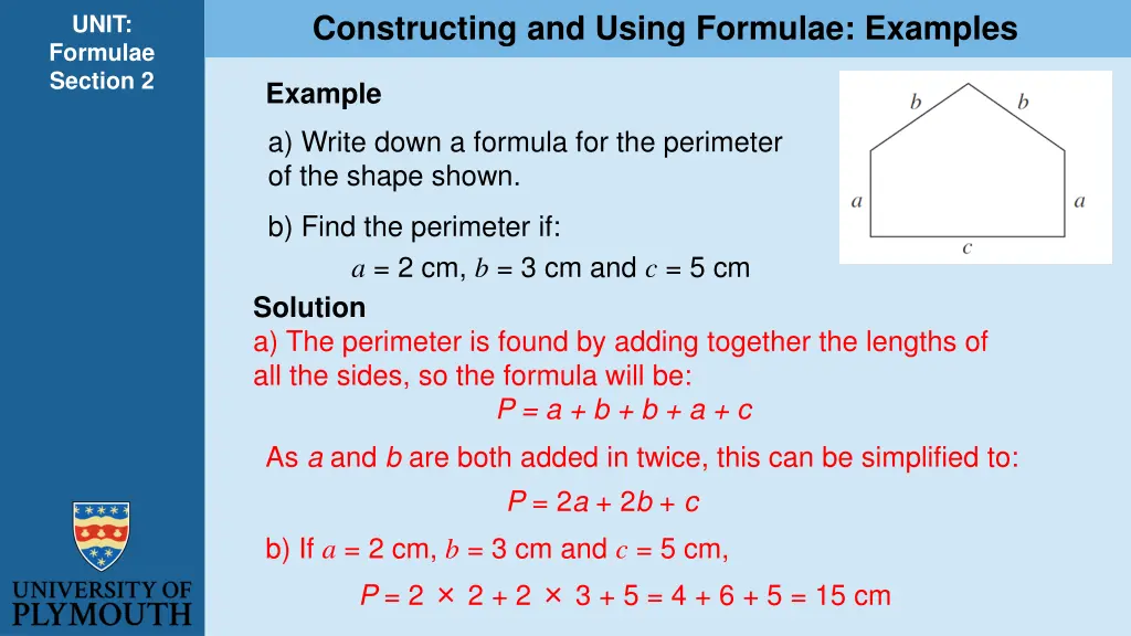 constructing and using formulae examples