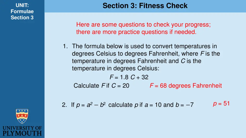 section 3 fitness check