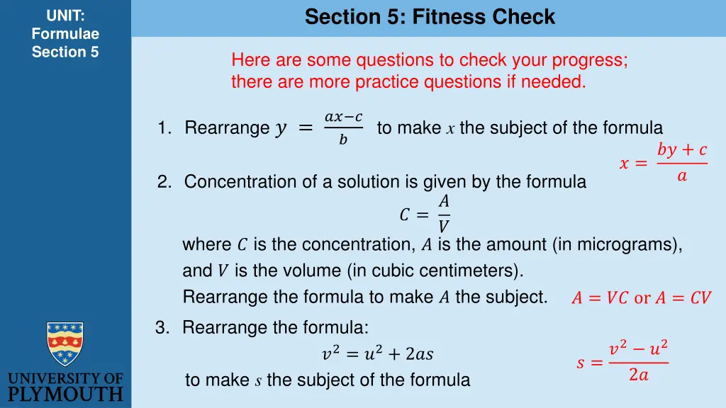 section 5 fitness check
