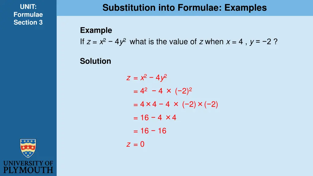 substitution into formulae examples 1