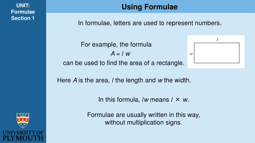 unit formulae section 1