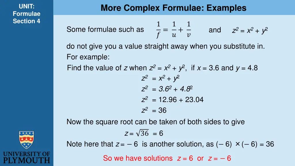 unit formulae section 4