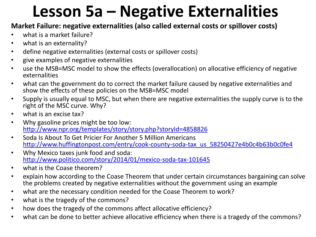 lesson 5a negative externalities market failure