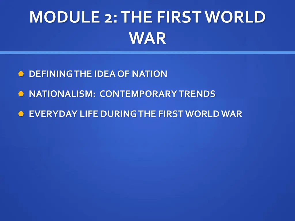 module 2 the first world war
