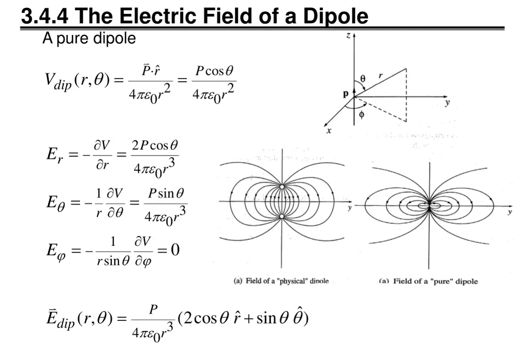 3 4 4 the electric field of a dipole a pure dipole