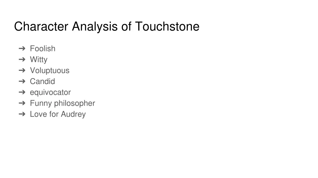 character analysis of touchstone