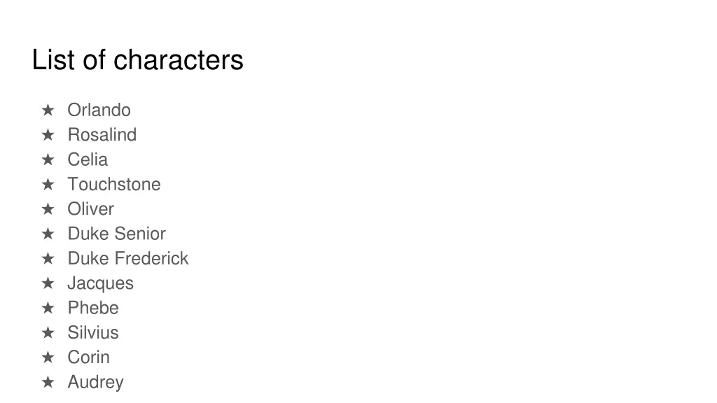 list of characters