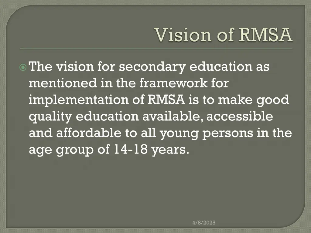 the vision for secondary education as mentioned