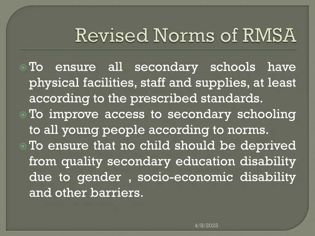 to ensure all secondary schools have physical