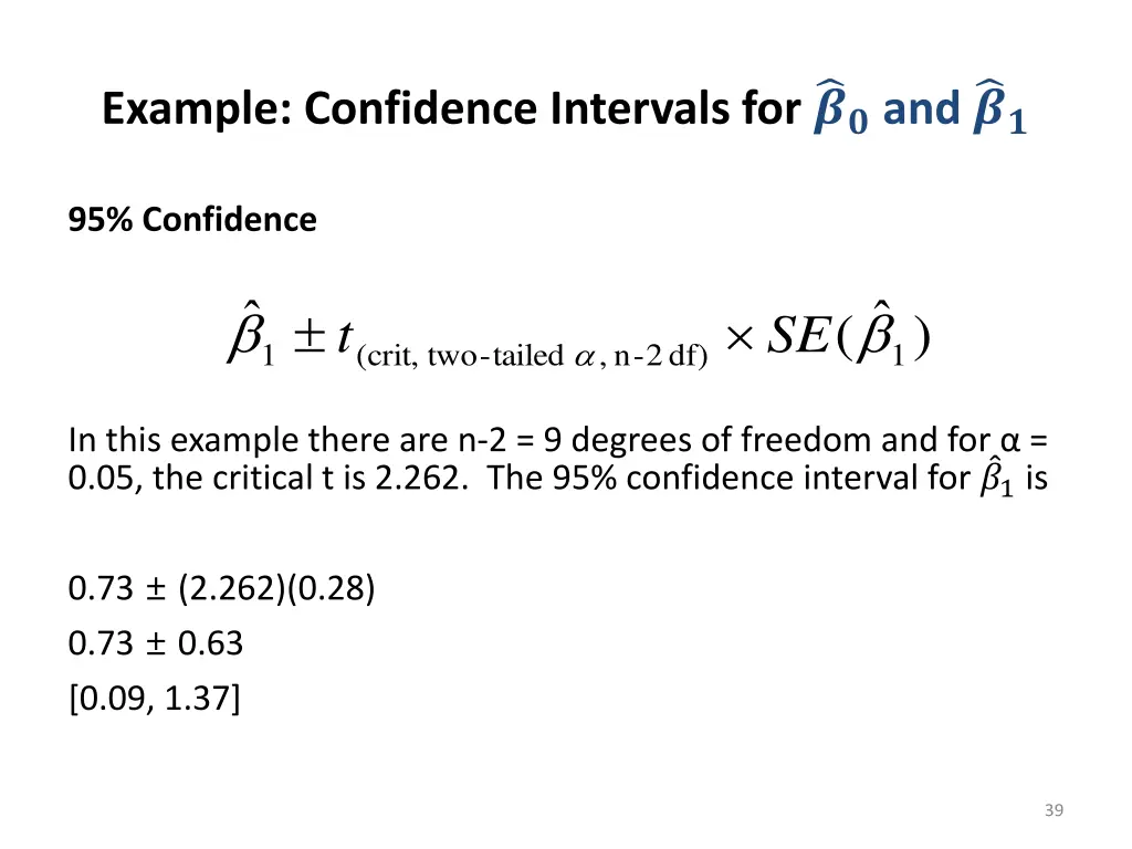 example confidence intervals for and