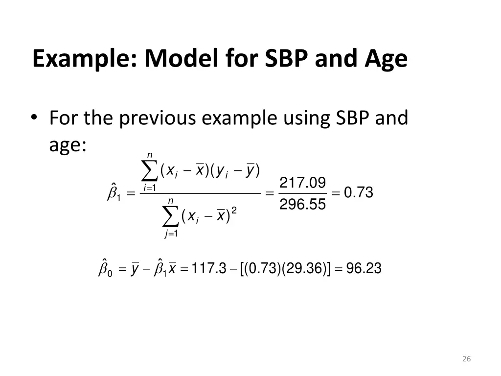 example model for sbp and age