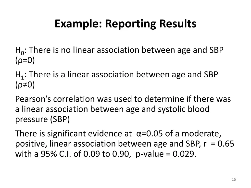 example reporting results