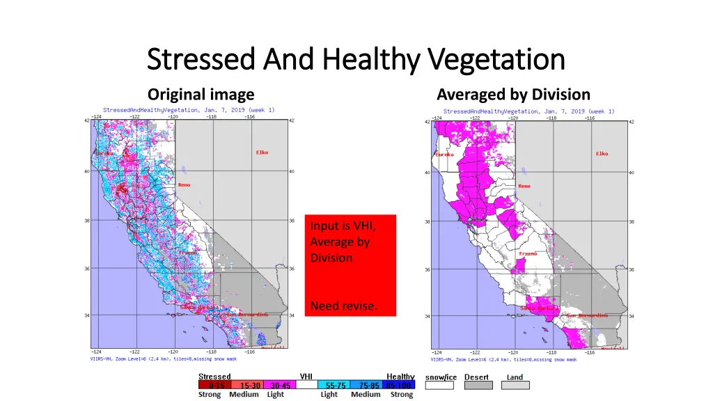 stressed and healthy vegetation stressed