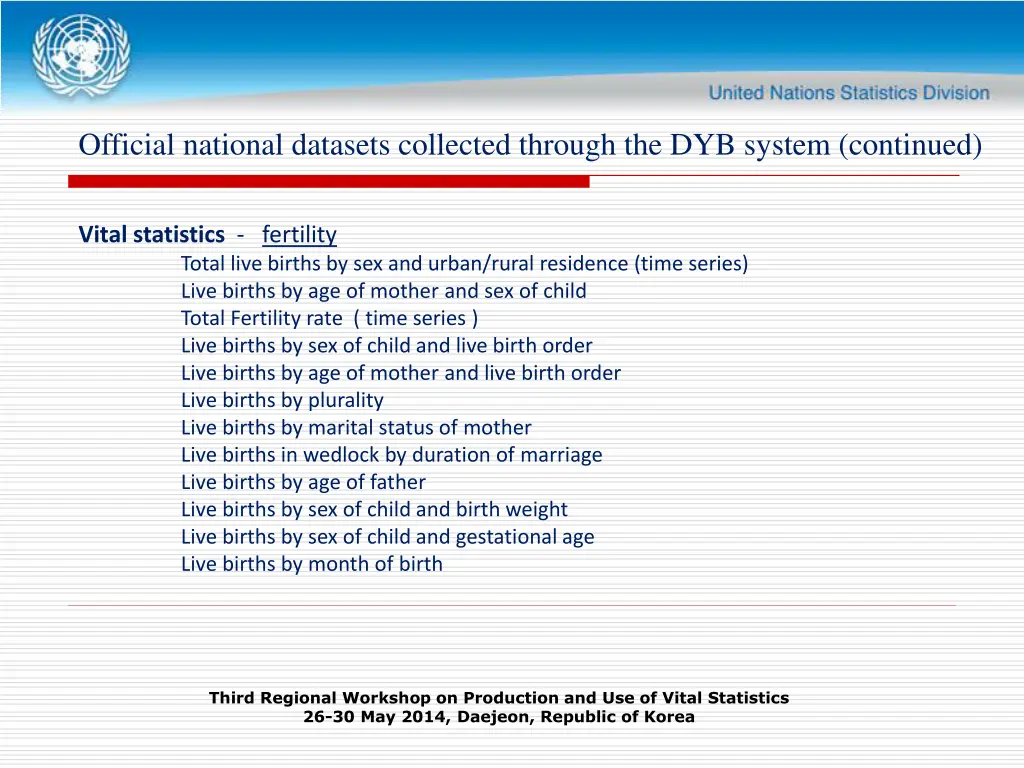official national datasets collected through 1