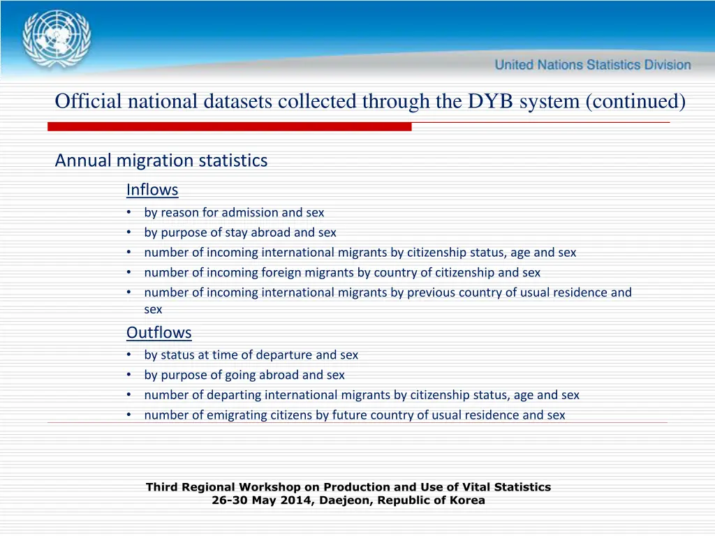 official national datasets collected through 5