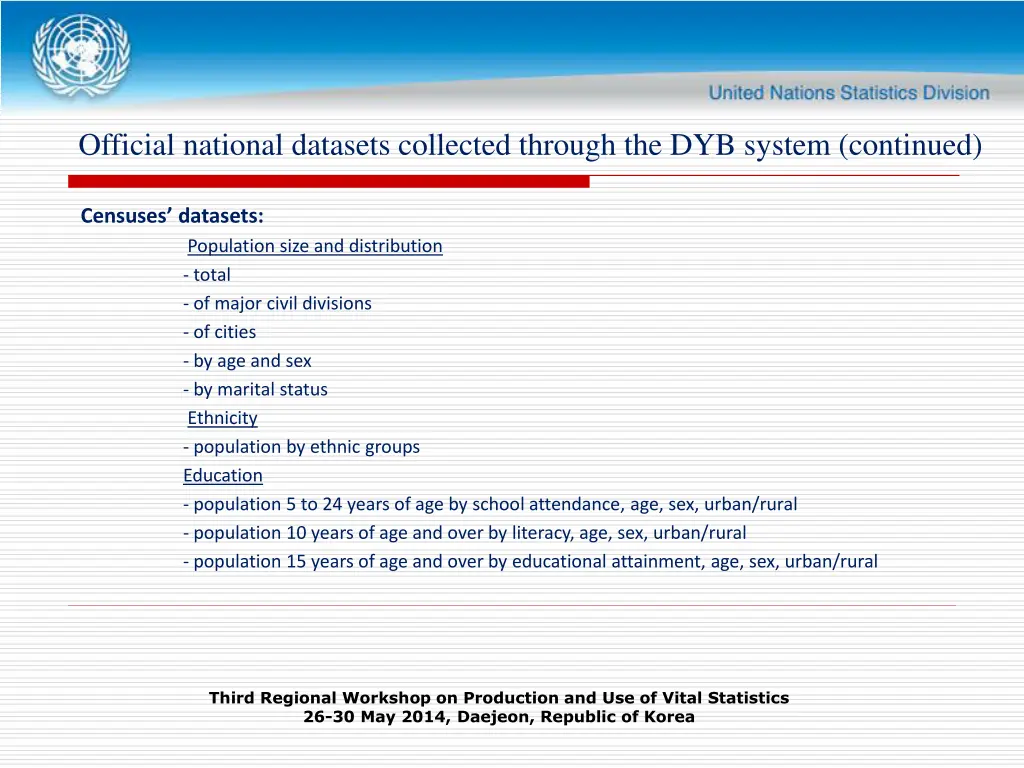 official national datasets collected through 6