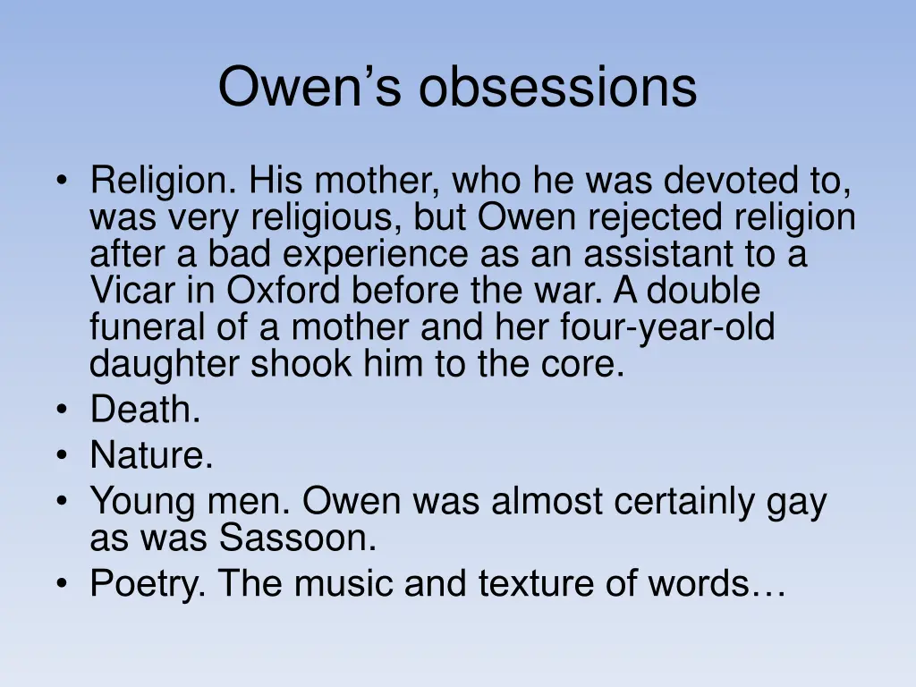 owen s obsessions