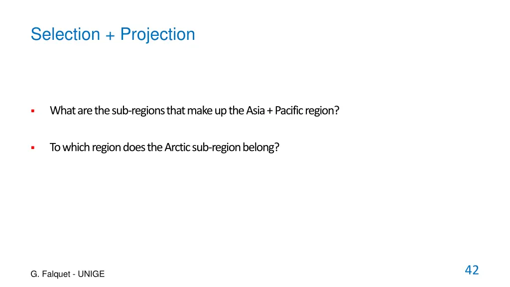selection projection