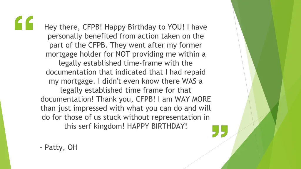 hey there cfpb happy birthday to you i have