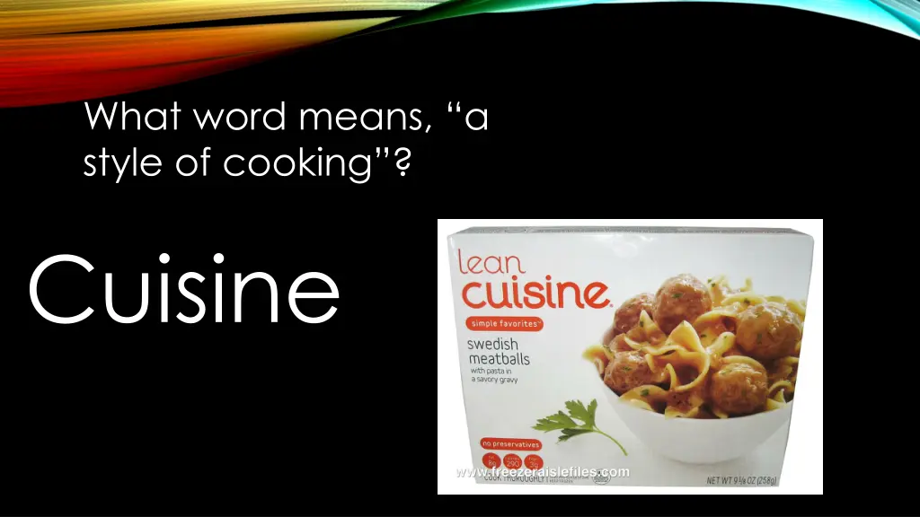 what word means a style of cooking cuisine