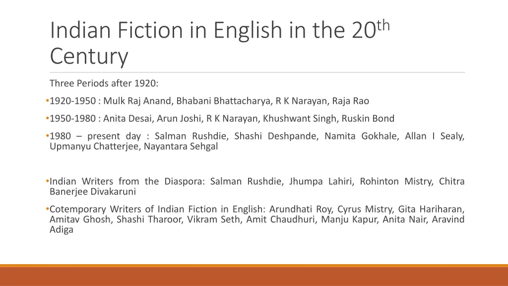 indian fiction in english in the 20 th century