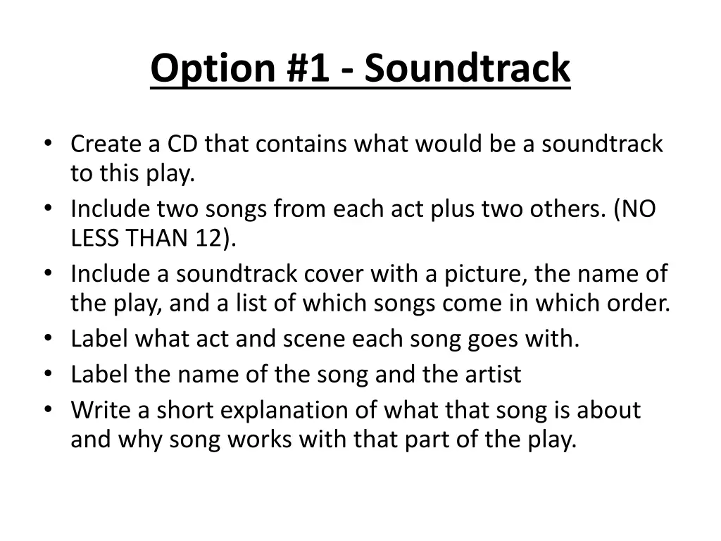 option 1 soundtrack