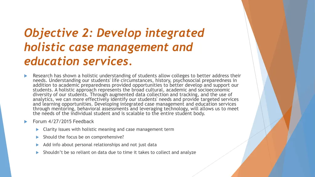 objective 2 develop integrated holistic case