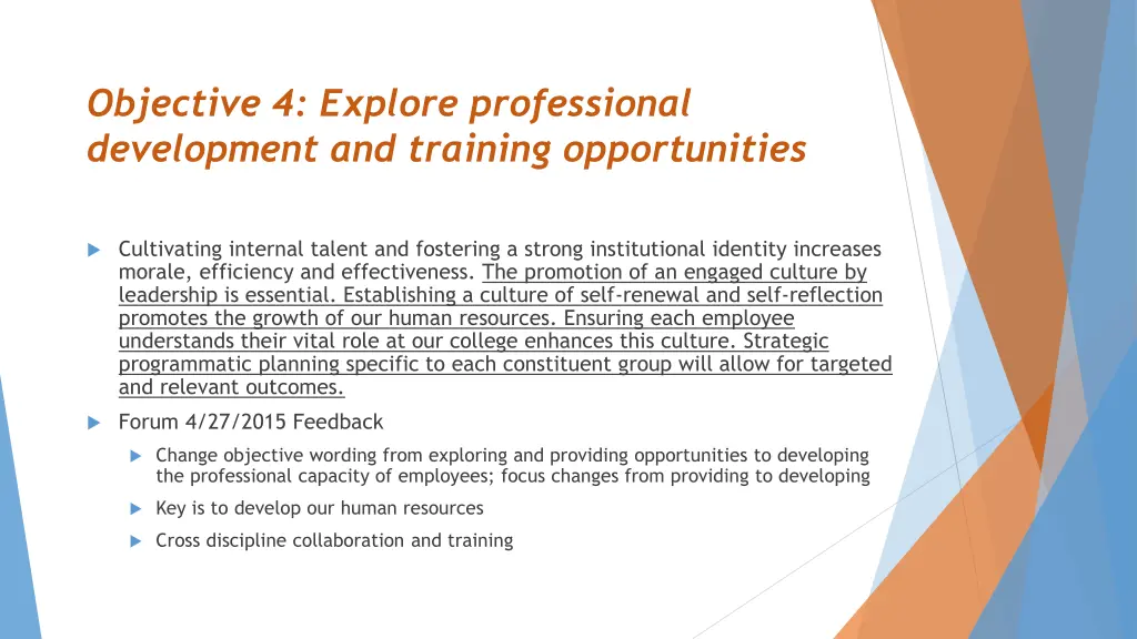 objective 4 explore professional development